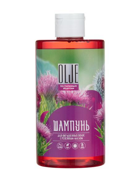 OLJE Натуральный шампунь для окрашенных волос с репейным маслом для поврежденных волос 450 мл в Перми