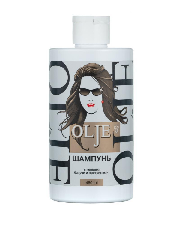 OLJE. Шампунь женский с маслом бакучи и протеинами, 450 мл в Перми
