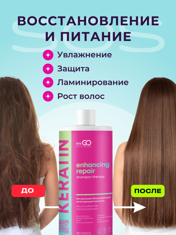Dctr.Go. Бессульфатный кератиновый шампунь для волос 1000 мл в Перми