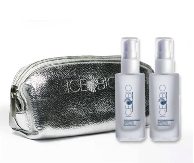 ICE BIO. Набор Сыворотка  2 шт омолаживающая для лица, шеи и зоны декольте 30мл, в косметичке в Перми